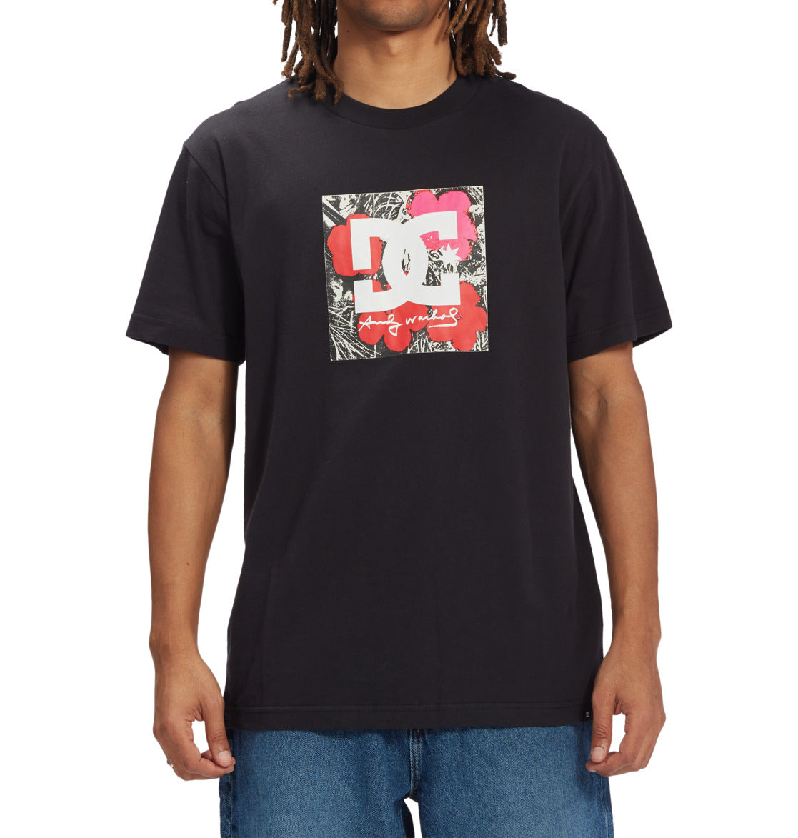 DC Shoes Mens Andy Warhol Series Life and Death Short Sleeve Tee Black Front Model