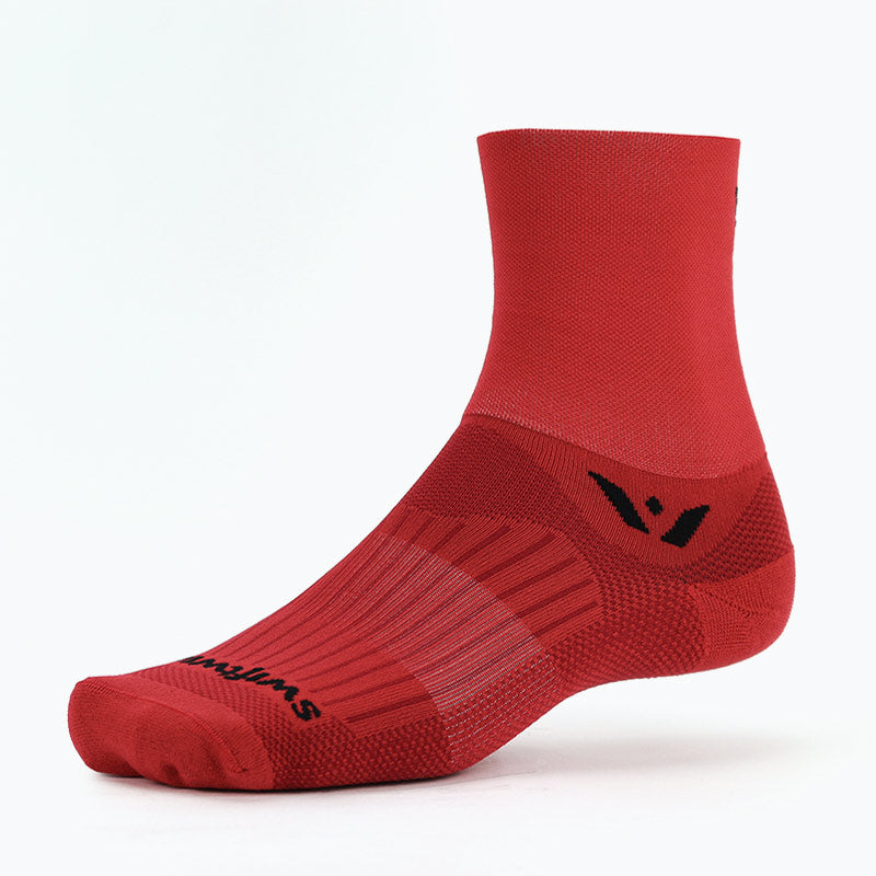 Swiftwick Mens Womens Aspire Four 4" Cycling Running Trail Running Hiking Socks Red