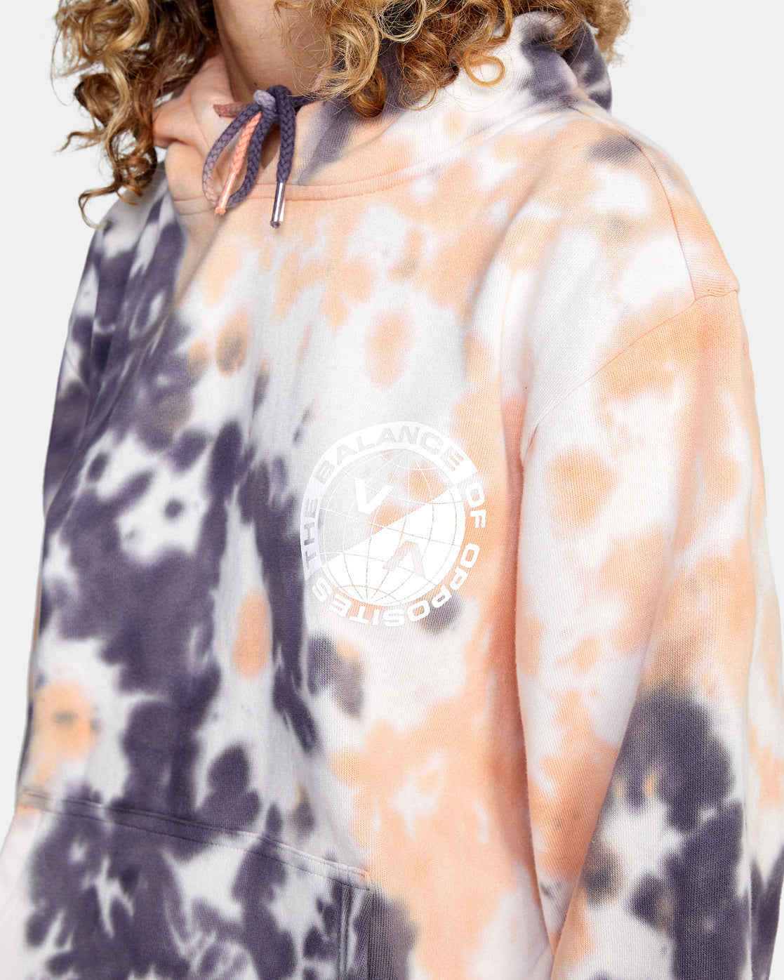 RVCA VA Worldwide Hoodie Coral Front Print Art Graphic