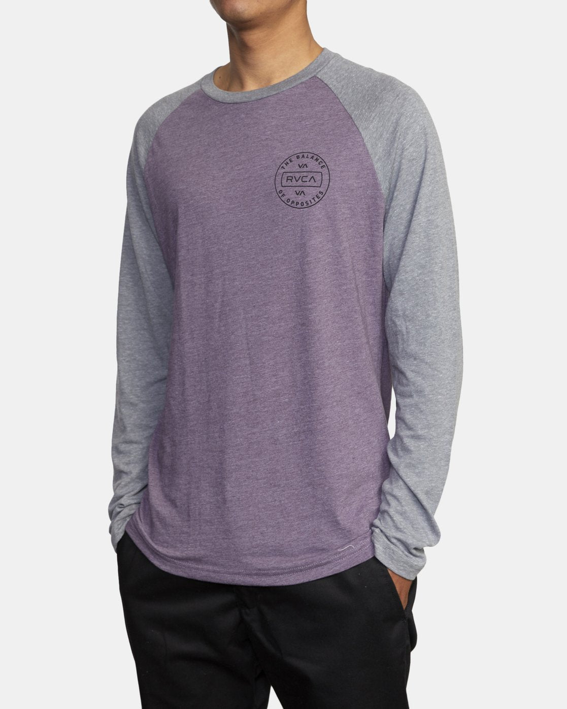 Volume Raglan Long Sleeve Dark Violet Grey Noise Front Left