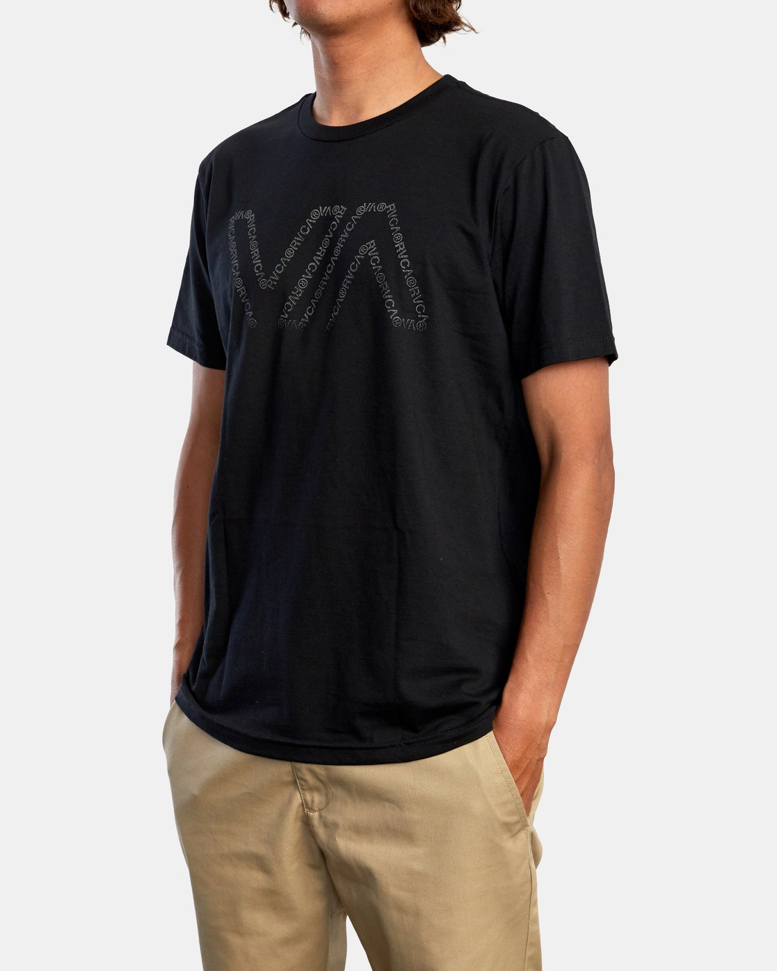 RVCA Typewriter Short Sleeve Black Front Left