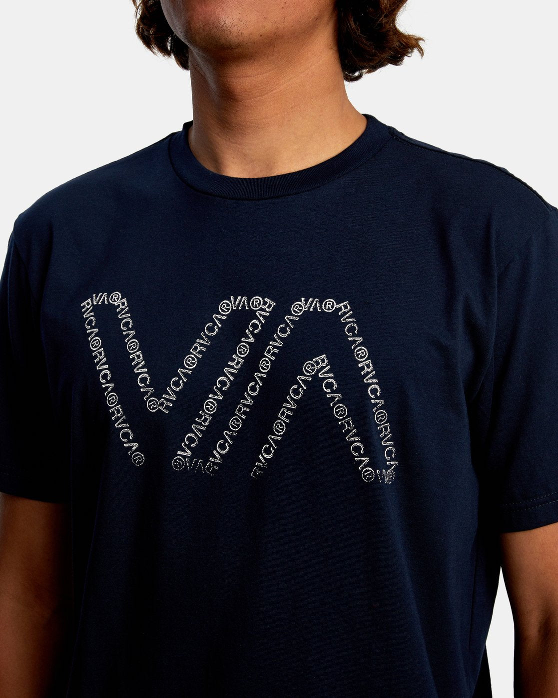 RVCA Typewriter Short Sleeve Navy Marine Front Art Graphic Print
