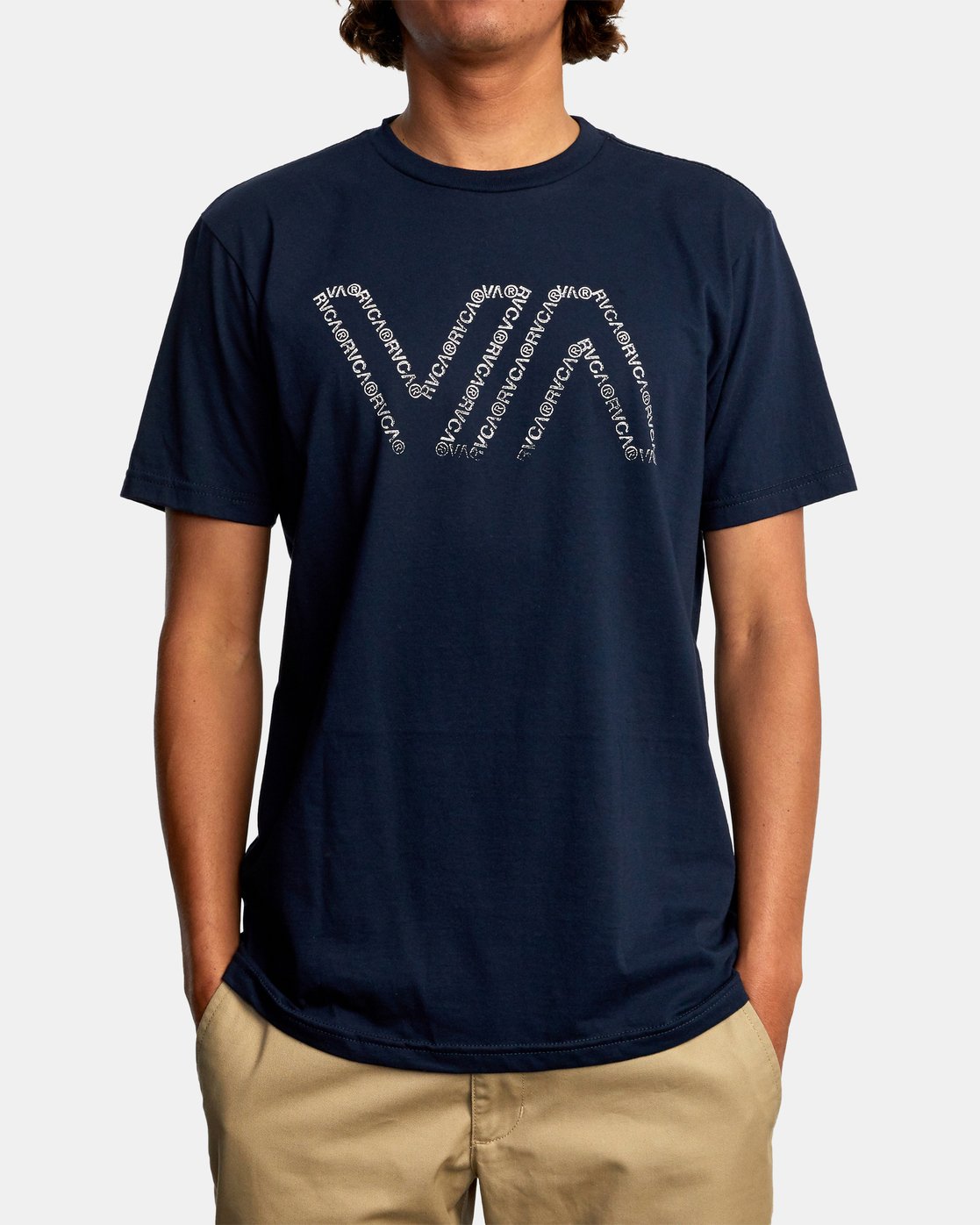 RVCA Typewriter Short Sleeve Navy Marine Front