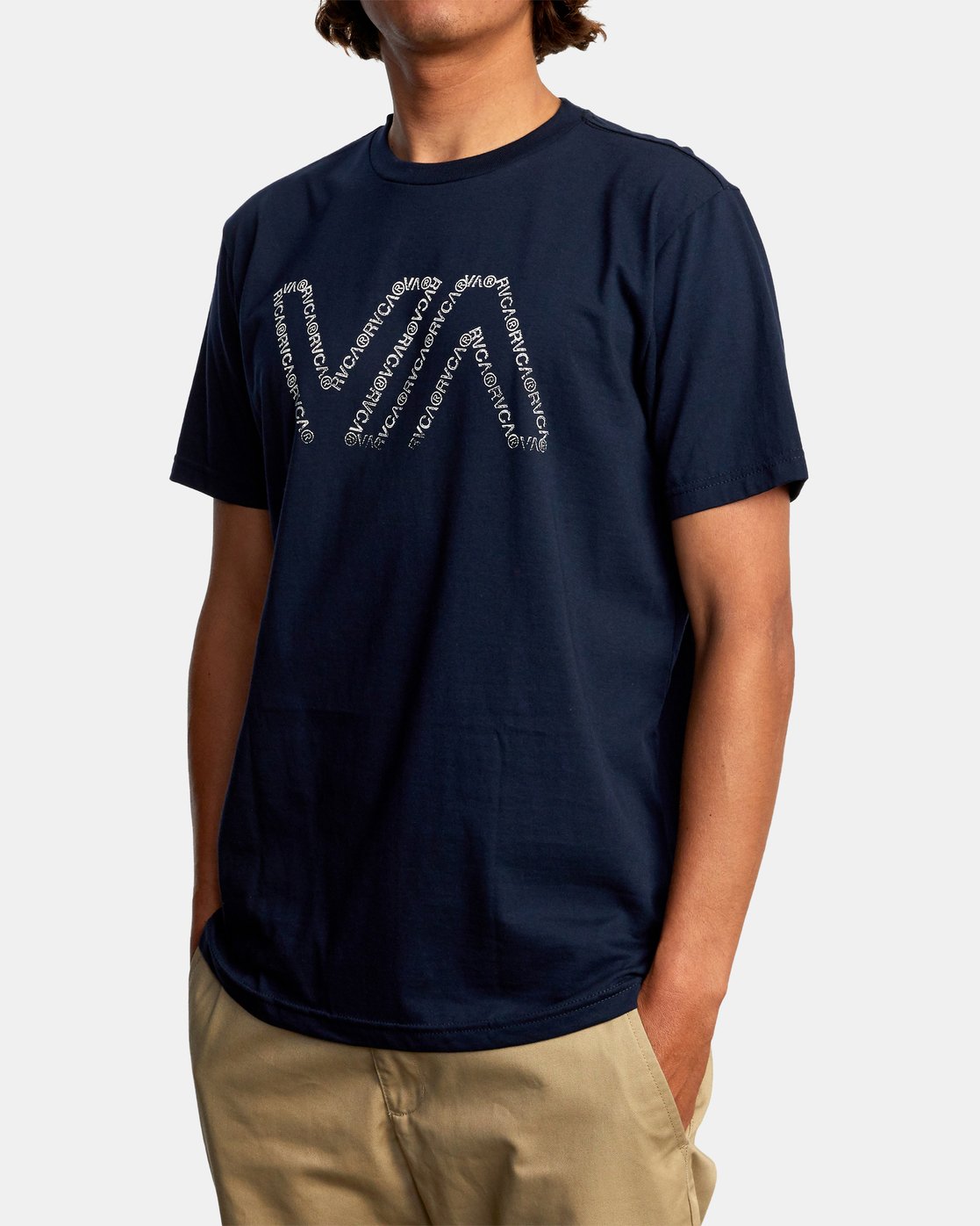 RVCA Typewriter Short Sleeve Navy Marine Left Front