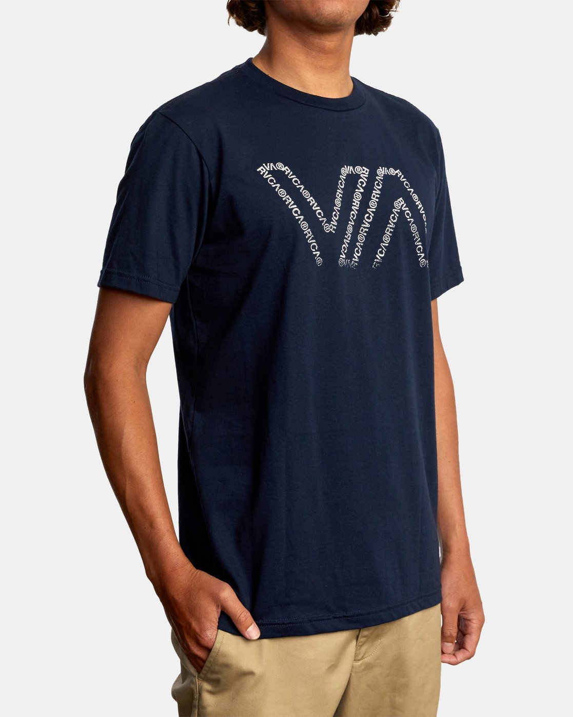 RVCA Typewriter Short Sleeve Navy Marine Front Right