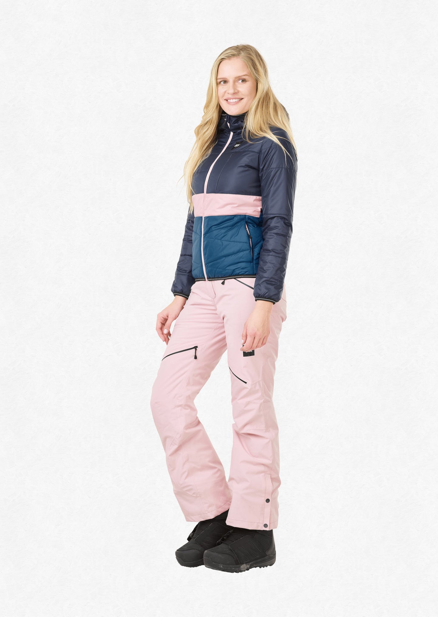 Picture Women's Chloe Reversible Synthetic Puffy Jacket Dark Blue Front Model Full Profile
