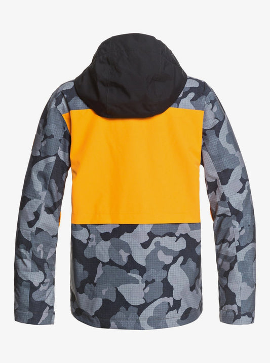 Quicksilver Boy's Groomer Snow Jacket Orange and Grey Back View