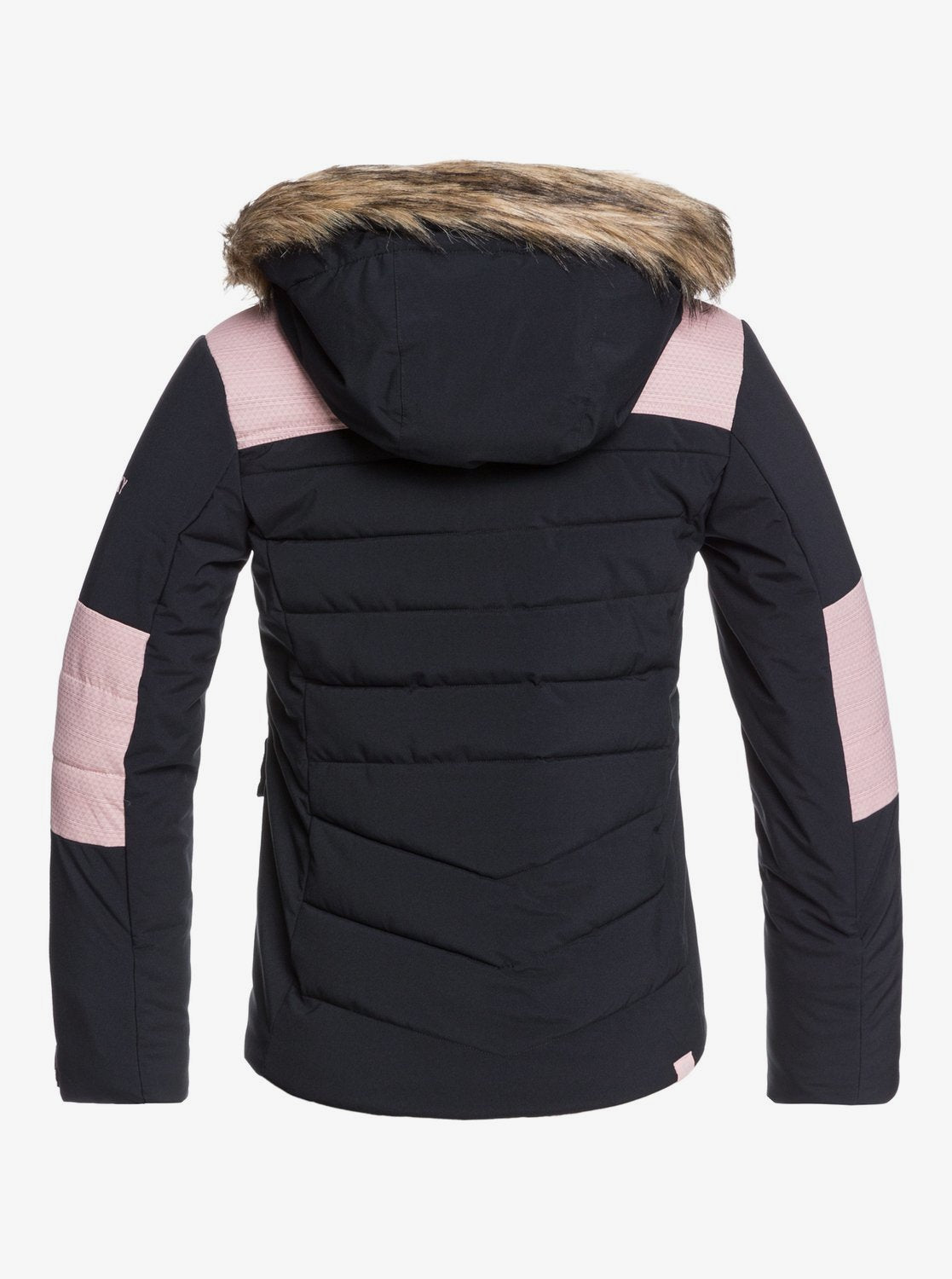 Roxy Girl's Bamba Girl Snow Jacket Pink and Black Back View