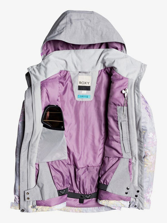 Roxy Women's Jetty Block Snow Jacket Edelweiss Front opened view