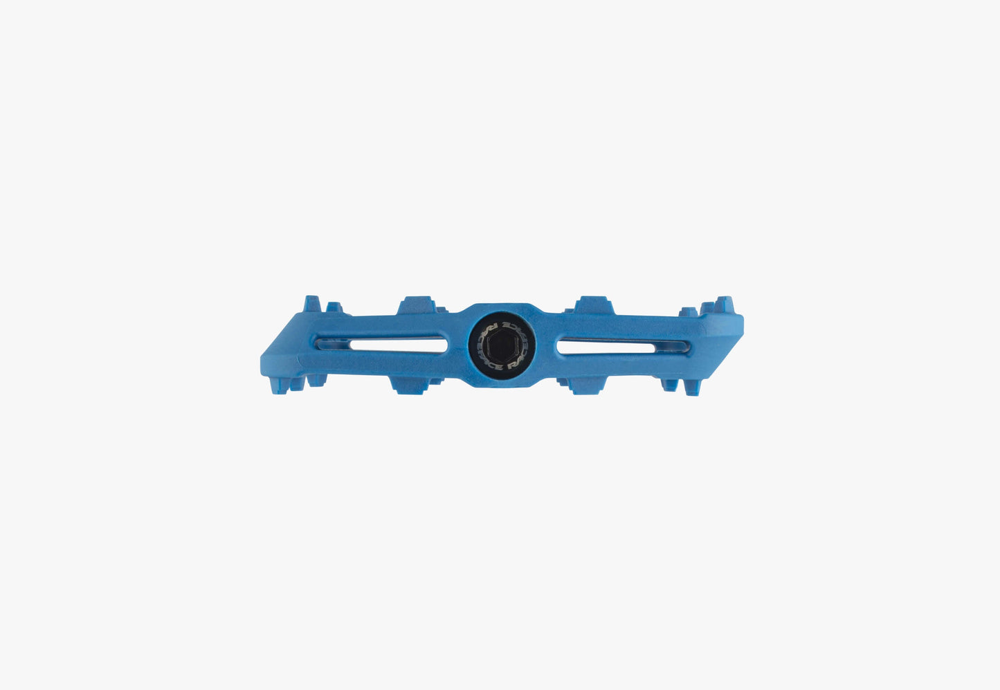 Raceface Ride Platform Pedals Blue Composite 9/16" Head on View