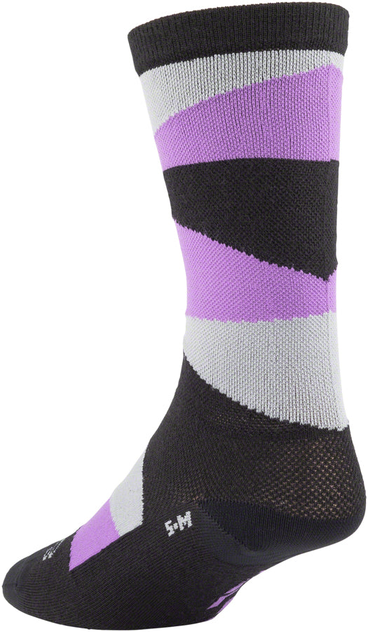 SockGuy All-City Full Block 8" Wool Crew Cycling Socks Purple/Black