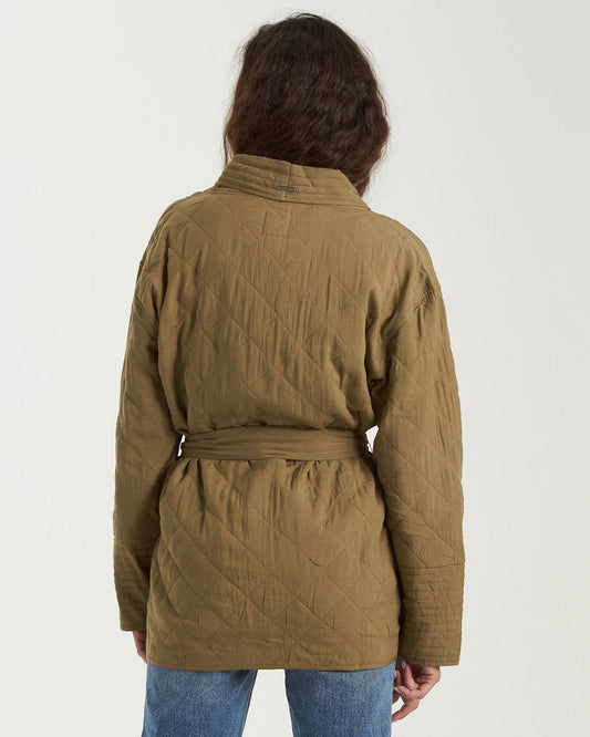 Billabong Ladies Piece Out Quilted Jacket Sage Green Back