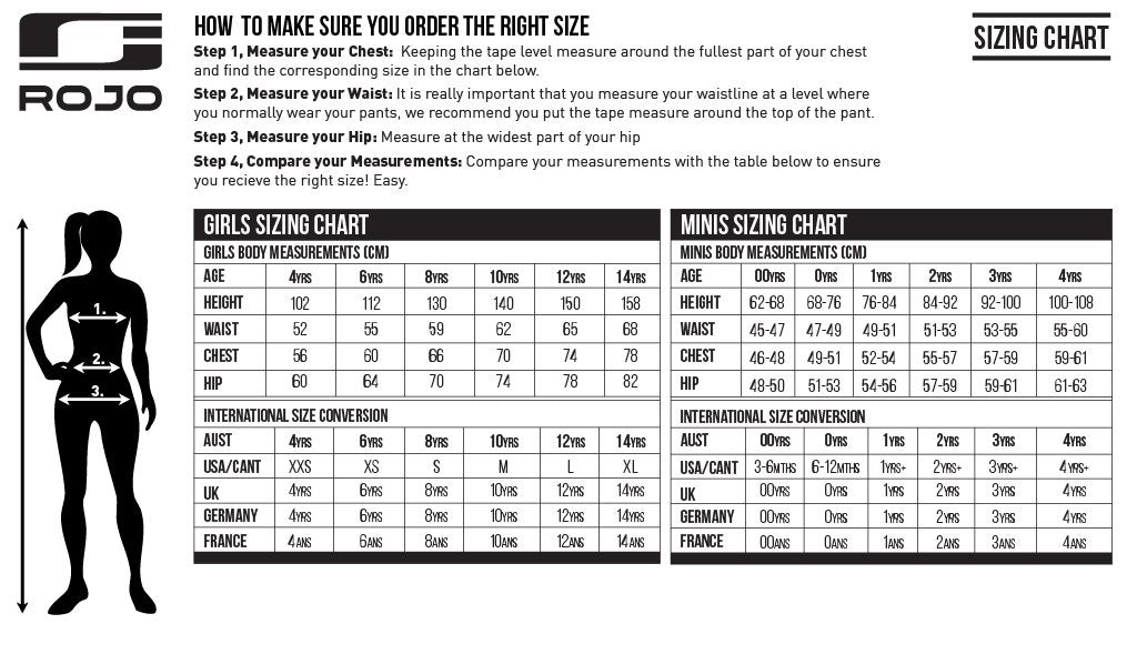 rojo outerwear girls youth kids size chart