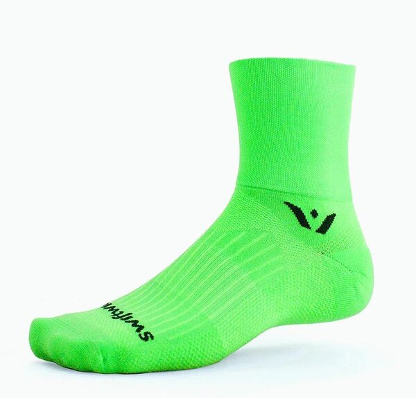 Swiftwick Mens Womens Aspire Four 4" Cycling Running Trail Running Hiking Socks Lime Green
