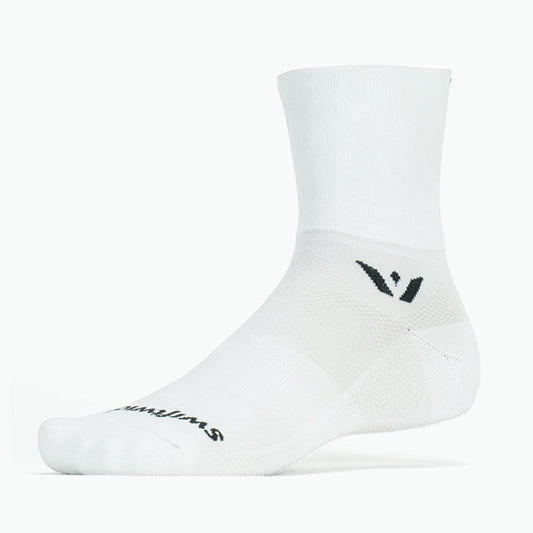 Swiftwick Mens Womens Aspire Four 4" Cycling Running Trail Running Hiking Socks White