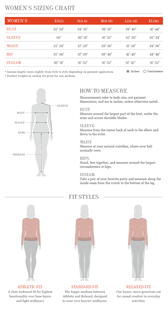 Sherpa Size Chart Womens