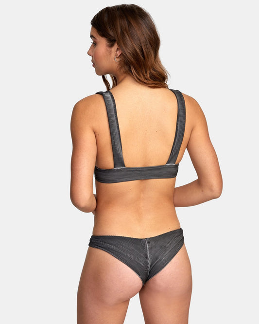 RVCA Women's Junior's Ladies Salt Wash Bikini Swim Suit Top Black Back