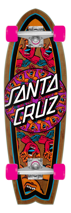 Santa Cruz Mandala Hand 8.8in x 27.7in Shark Cruiser Longboard Complete