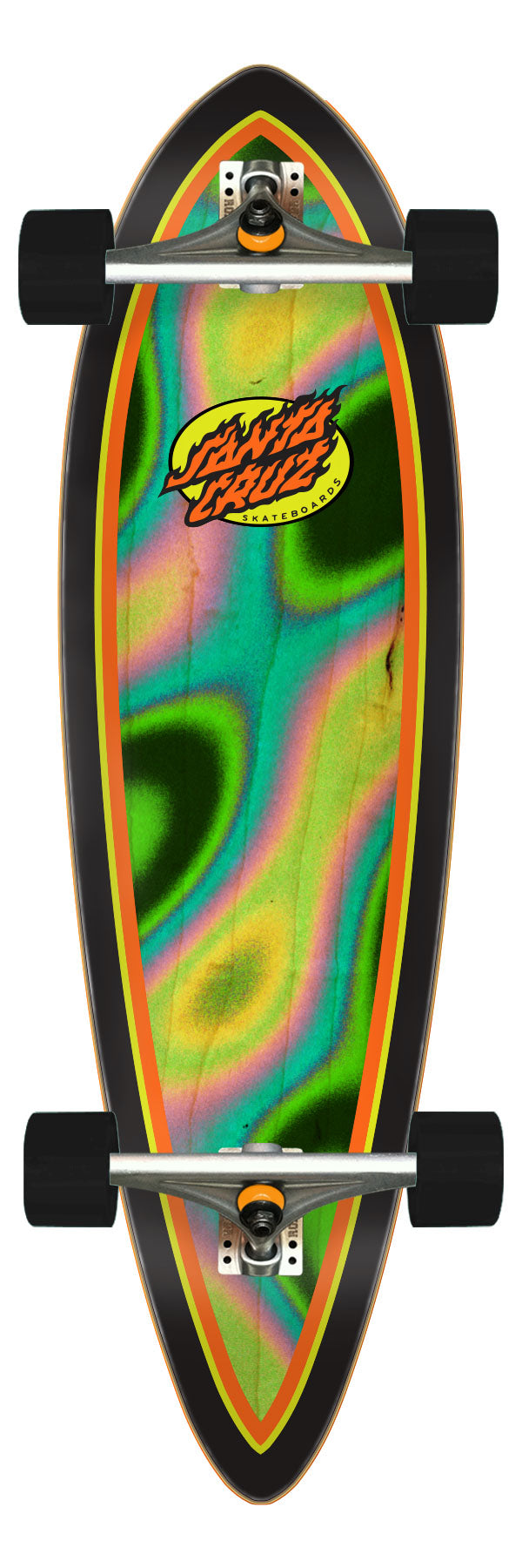Santa Cruz Oval Flame Lava Dot 9.20in x 33in Pintail Longboard Complete