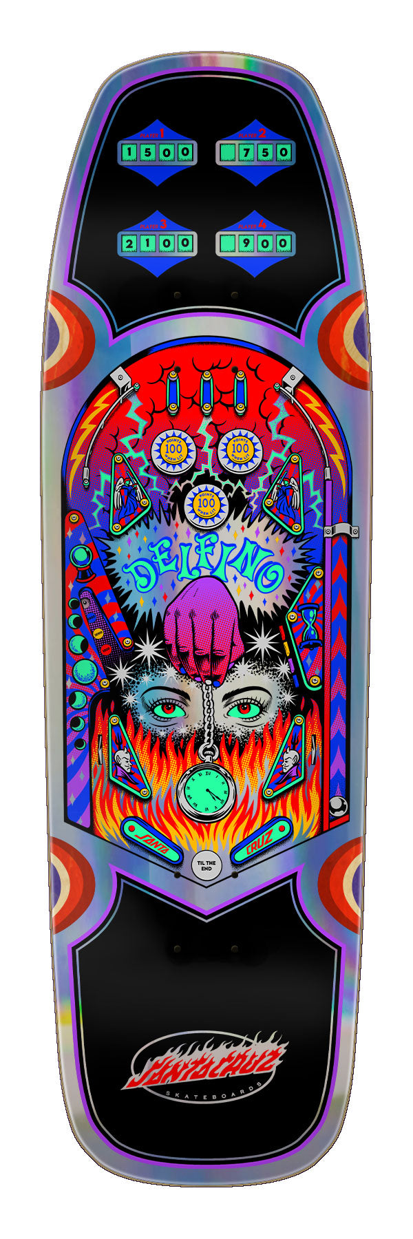 Santa Cruz Delfino Pinball Pro Shaped 9.14in x 31.50in Skateboard Deck
