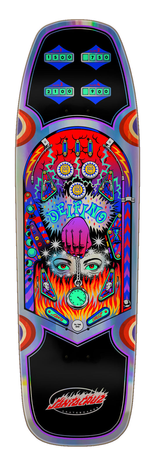 Santa Cruz Delfino Pinball Pro Shaped 9.14in x 31.50in Skateboard Deck
