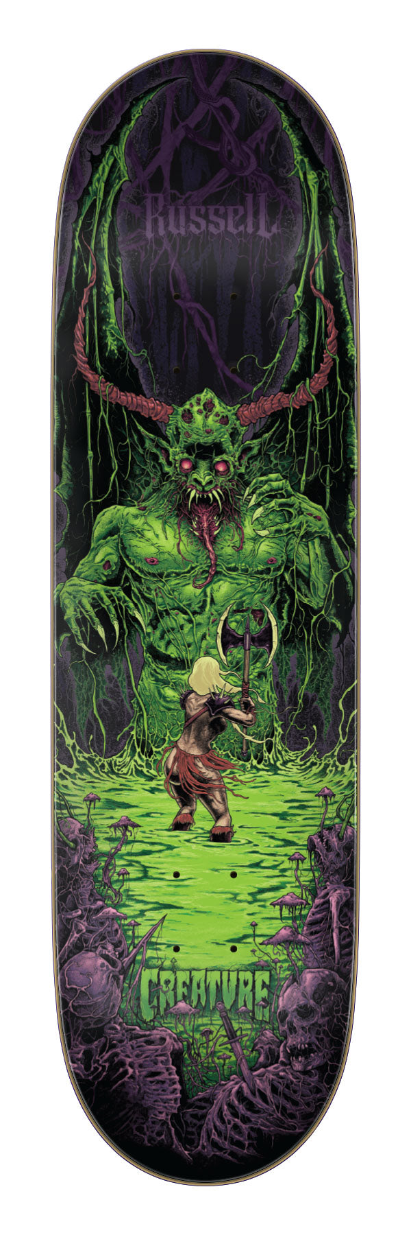 Creature Russell Swamp Pro Stumps 8.60in x 31.95in Skateboard Deck