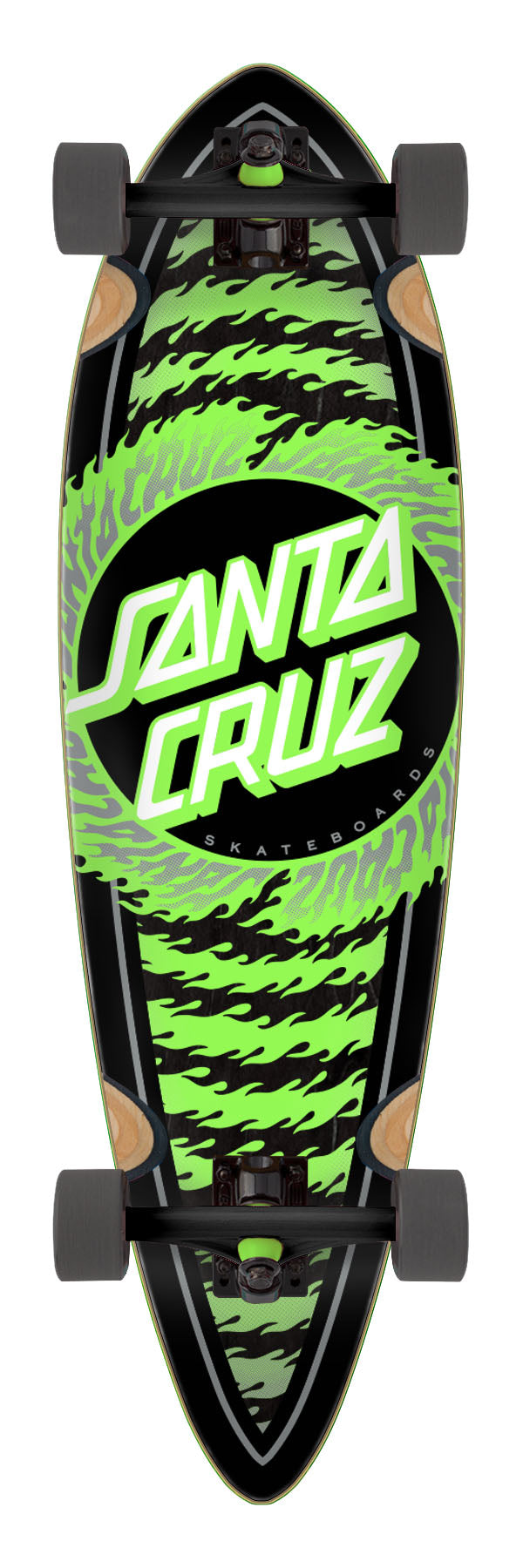 Santa Cruz Flame Ringed Dot 9.20in x 33in Pintail Longboard Complete