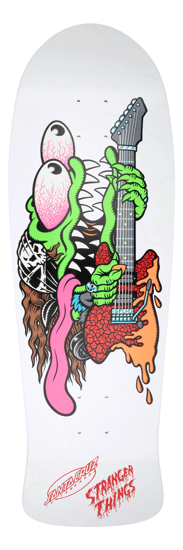 Santa Cruz Stranger Things Meek Slasher Eddie Reveal 10.1in x 31.13in Shaped Skateboard Deck