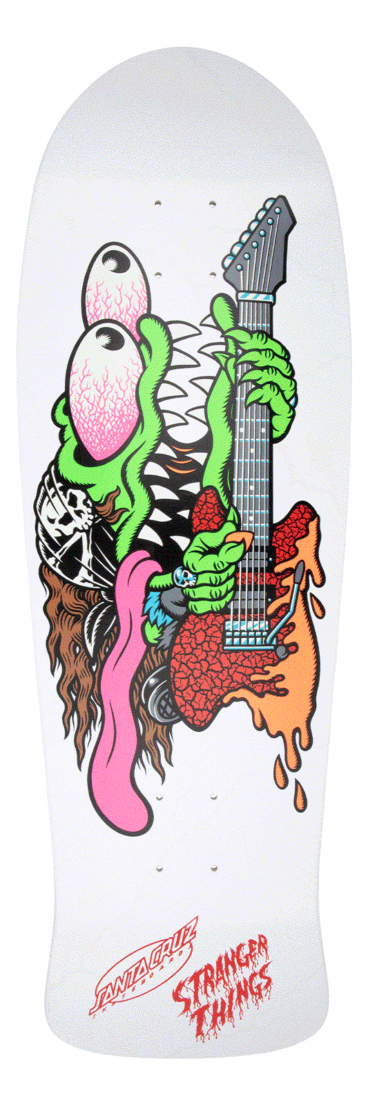 Santa Cruz Stranger Things Meek Slasher Eddie Reveal 10.1in x 31.13in Shaped Skateboard Deck