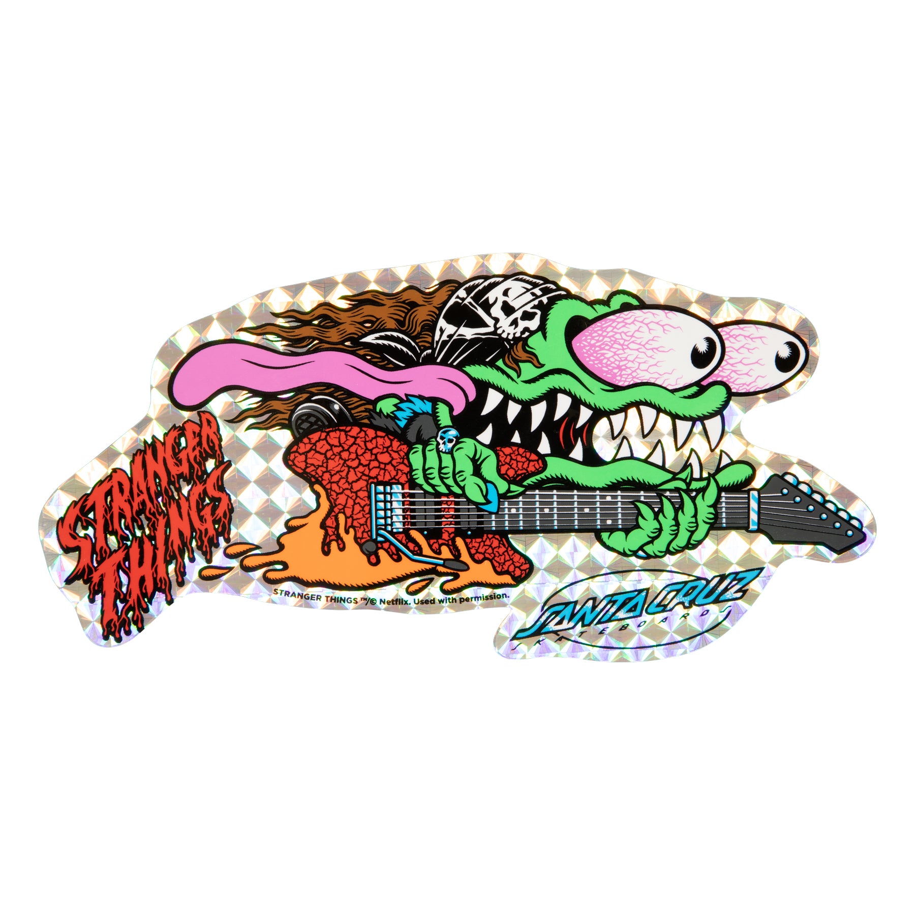 Santa Cruz Stranger Things Meek Slasher Eddie Reveal 10.1in x 31.13in Shaped Skateboard Deck