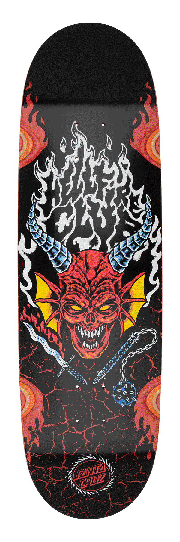Santa Cruz x Stranger Things Hellfire Club Flames 9.0in x 32.00in Skateboard Deck