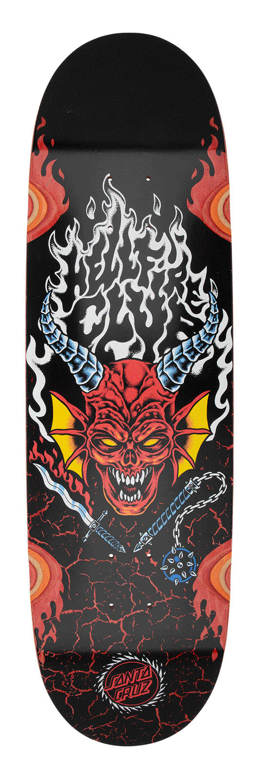 Santa Cruz x Stranger Things Hellfire Club Flames 9.0in x 32.00in Skateboard Deck