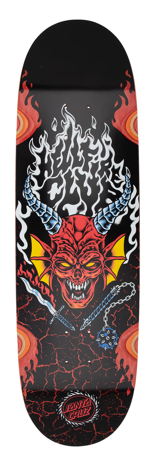 Santa Cruz x Stranger Things Hellfire Club Flames 9.0in x 32.00in Skateboard Deck