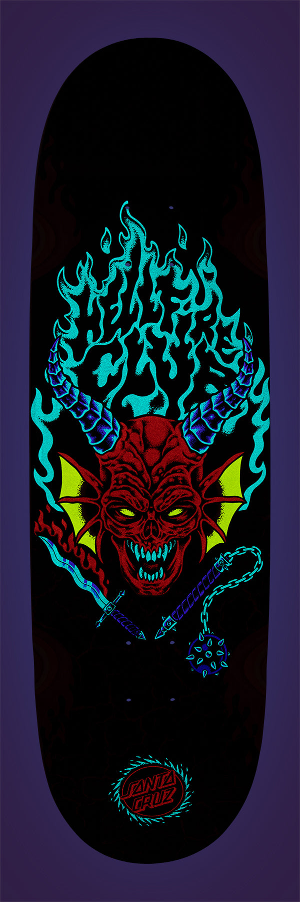 Santa Cruz x Stranger Things Hellfire Club Flames 9.0in x 32.00in Skateboard Deck