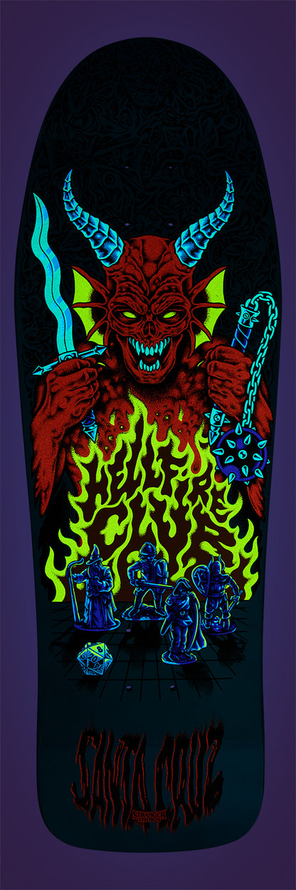 Santa Cruz Stranger Things Knox Hellfire Pit 10.07in x 31.275in Shaped Skateboard Deck