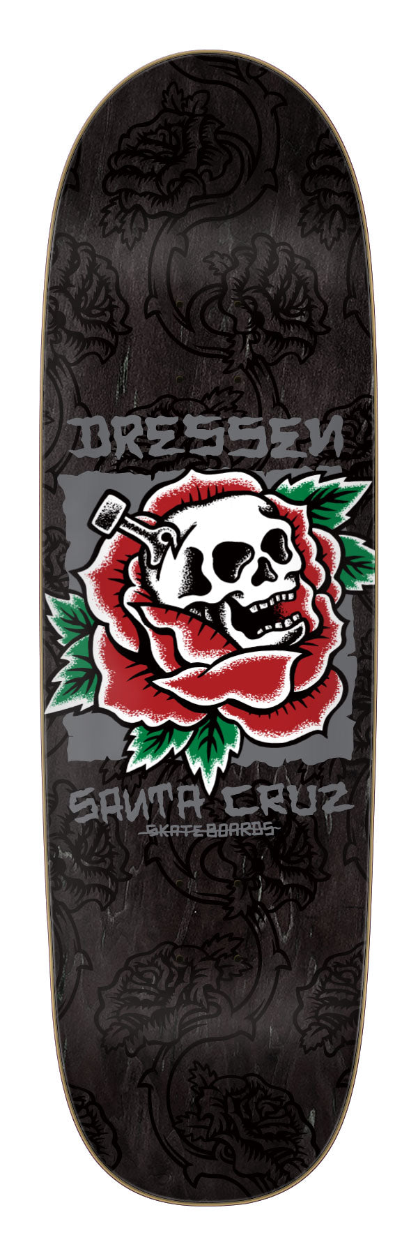 Santa Cruz Dressen Skull Rose Pro 9.25in x 31.95in Shaped Skateboard Deck