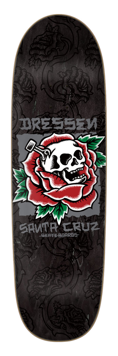 Santa Cruz Dressen Skull Rose Pro 9.25in x 31.95in Shaped Skateboard Deck