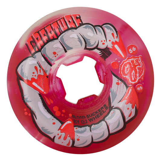 OJ Wheels 56mm 95a DNA Curbsuckers Bloodsuckers Red Clear Swirl Skateboard Wheels