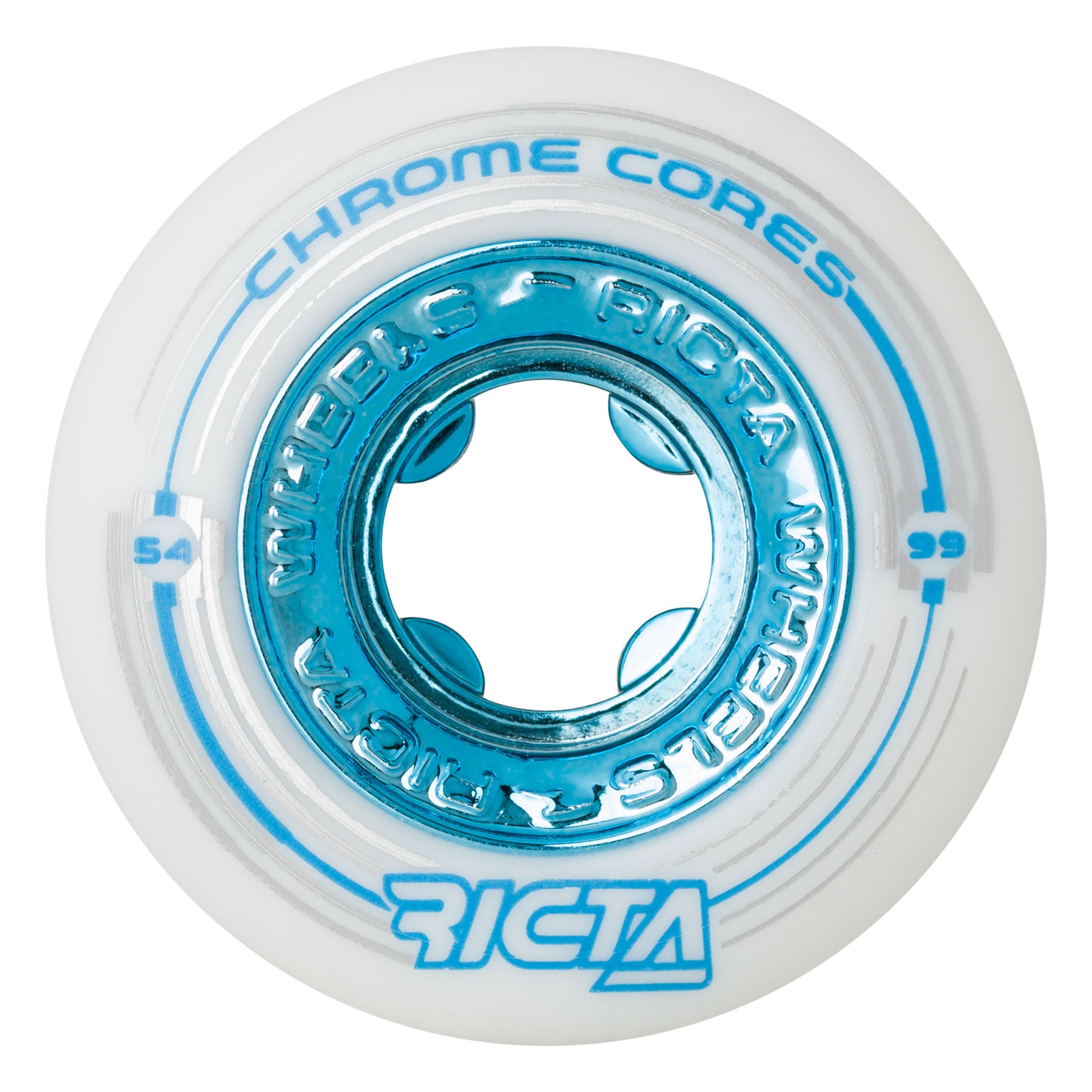 Ricta Wheels 54mm 99a Chrome Cores White Skateboard Wheels