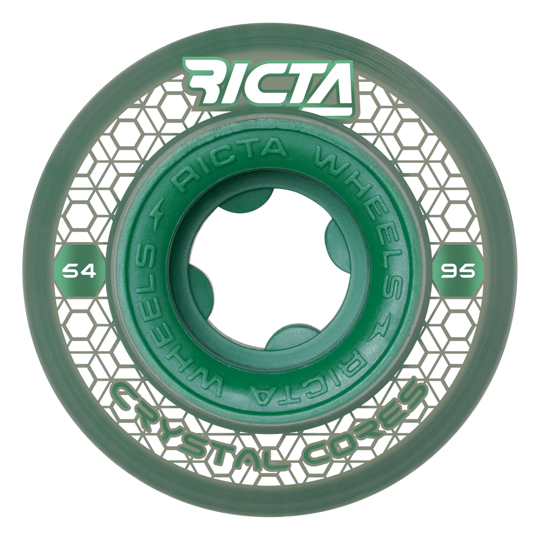 Ricta Wheels 54mm 95a Crystal Cores Clear Wide Skateboard Wheels (Set of 4)