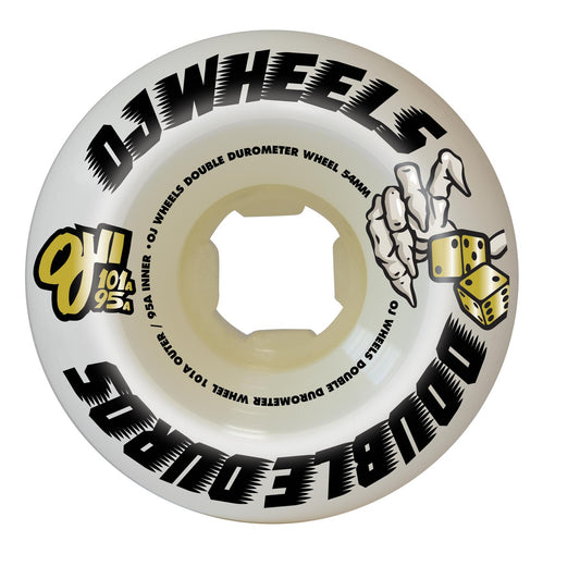 OJ Wheels 54mm 101a/95a Team Double Duro White Mini Combo Skateboard Wheels