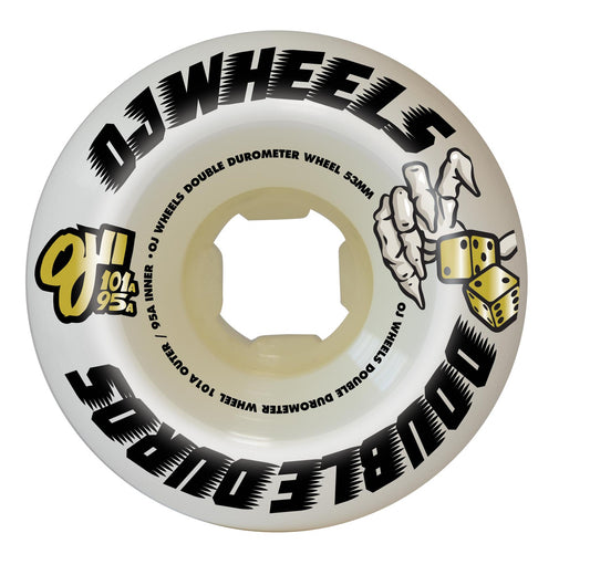 OJ Wheels 53mm 101a/95a Team Double Duro White Mini Combo Skate Wheels