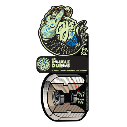 OJ Wheels 56mm 99a/95a Chris Russell Sexy Mermaid Double Duro White Mini Combo Skateboard Wheels 