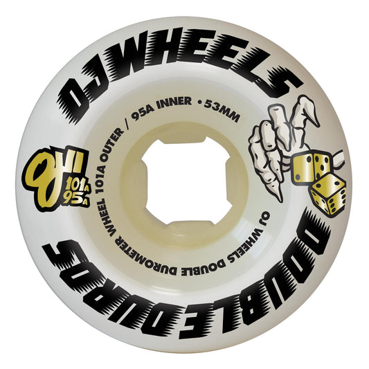 OJ Wheels 53mm 101a/95a Double Duro White Mini Combo Skate Wheels