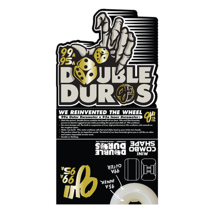 OJ Wheels 54mm 99a/95a Double Duro White/Orange Mini Combo Skateboard Wheels (Set of 4)