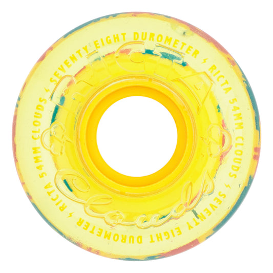 Ricta Wheels 54mm 78a Clear Splatter Clouds Camo Yellow Skateboard Wheels (Set of 4)