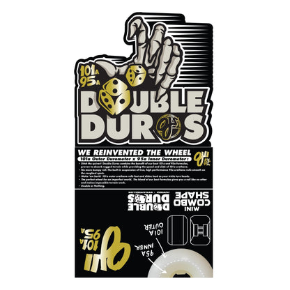 OJ Wheels 53mm 101a/95a Double Duro White Mini Combo Skateboard Wheels (Set of 4)
