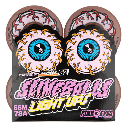 Slime Balls 66mm 78a Pink Eyes Light Ups OG Slime Pink Longboard Wheels