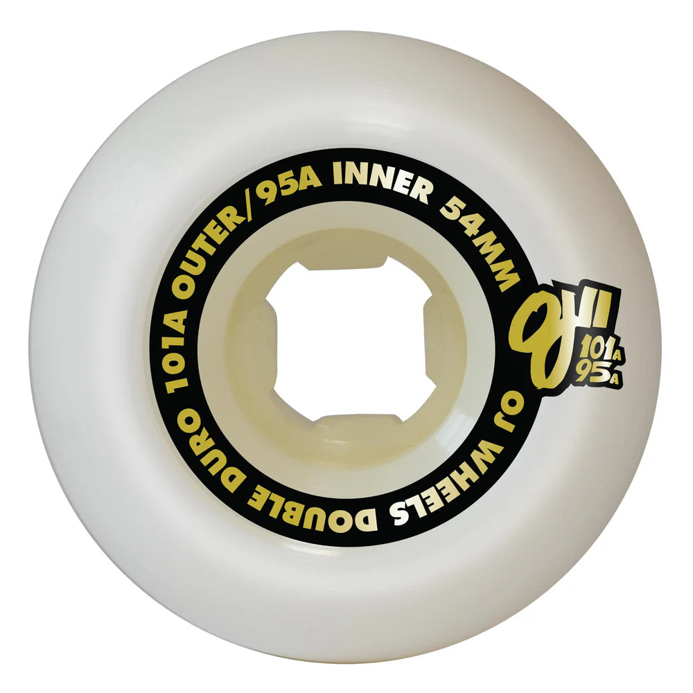 OJ Wheels 54mm 101a/95a Double Duro White Hardline Skateboard Wheels