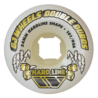 OJ Wheels 54mm 101a/95a Double Duro White Hardline Skateboard Wheels